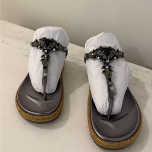 Jimmy Choo Black and Silver Embellished Sandals